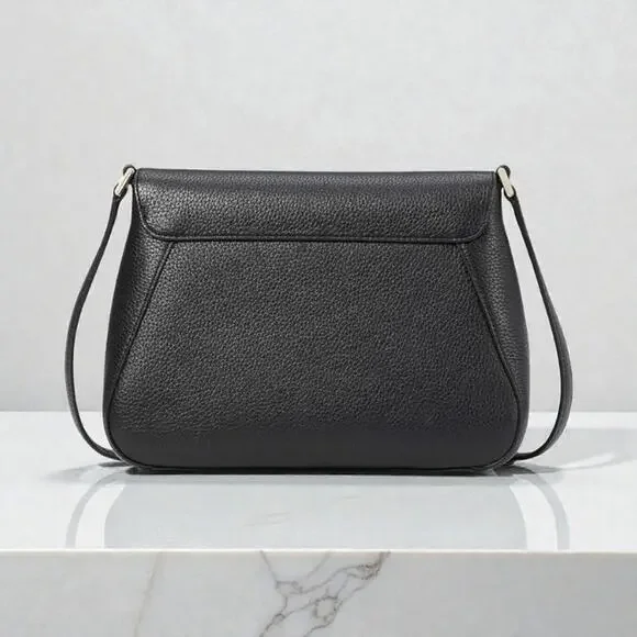 Kate Spade Monica Flap Leather Crossbody Purse in Black KC465